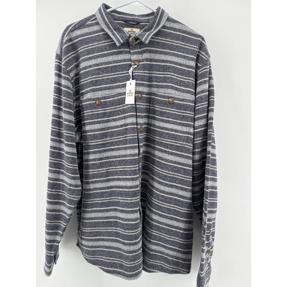 NWT Marine Layer Pacifica Stretch Twill Baja‎ Stripe Shirt XXL Button Up